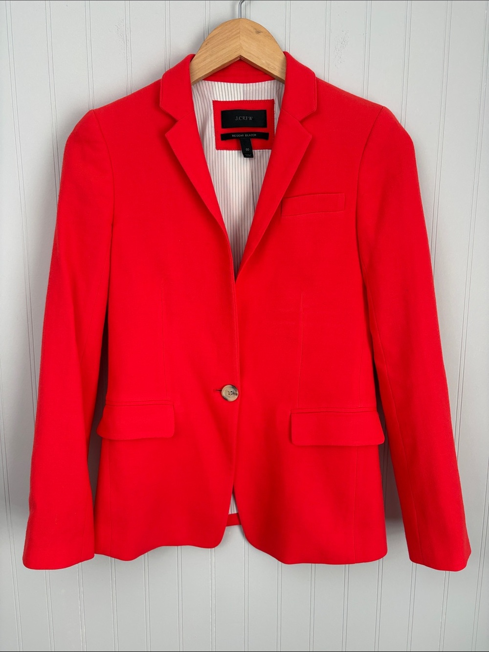 J. Crew Single Button Regent Blazer Wool Blend Women Size 00 Red Orange